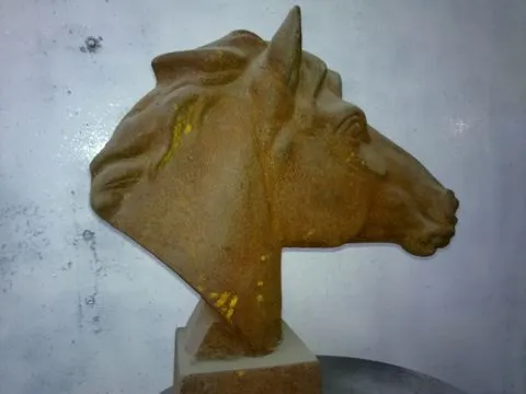 Cast iron horse sculpture before blasting