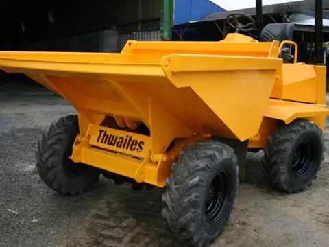 Construction dumper truck after blasting and repaint