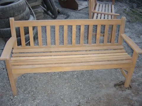 Cast iron garden bench after blasting and repaint