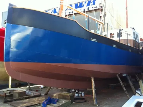 New build boat blasted and painted with Hempel epoxy