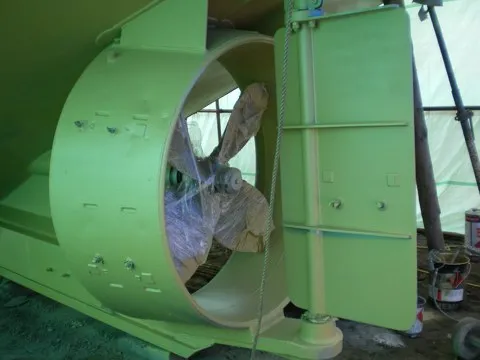 Boat propeller and rudder after coating