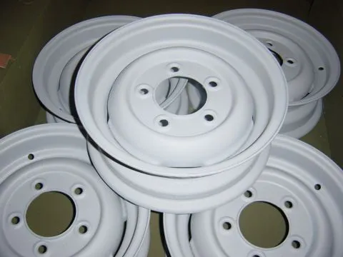 Steel wheel after blasting and coating