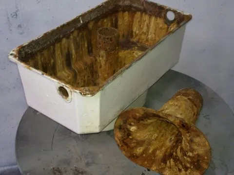 Industrial water tank before blasting